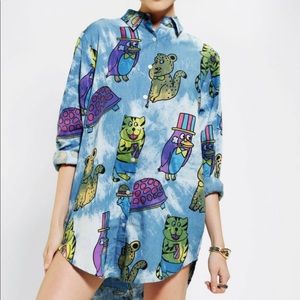 Lazy Oaf denim stick em up tunic top shirt